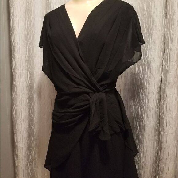 V Neck Dress, Flutter Sleeve Ruffle Chiffon Midi Dresses For Women M - Picture 11 of 13